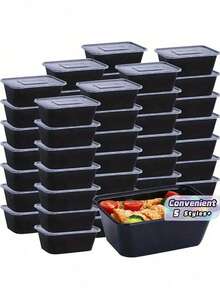 20/50pcs, 26oz Black Bento Lunch Box With Lid, Rectangular Food Storage Container , Stackable Leak-Proof Meal Prep Containers, Microwave Food Containers, Kitchen Gadgets, Kitchen Accessories, Household Kitchen Supplies - Multicolor - View 1
