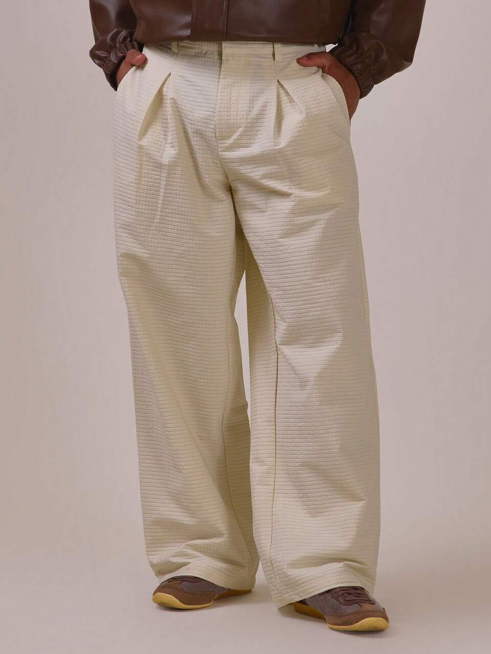Textured Tailored Box Pleat Front Trousers Spring Summer Essentials