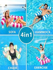 Inflatable Drainage Floating Chair Leisure Hammock With Backrest, Foldable Inflatable Pool Chair For Summer, Suitable For Spa, Pool, Beach Party Supplies, Multi-Purpose Vacation Pool Party Summer Outdoor Water Fun Floating Water Chair - multicolor - View 7