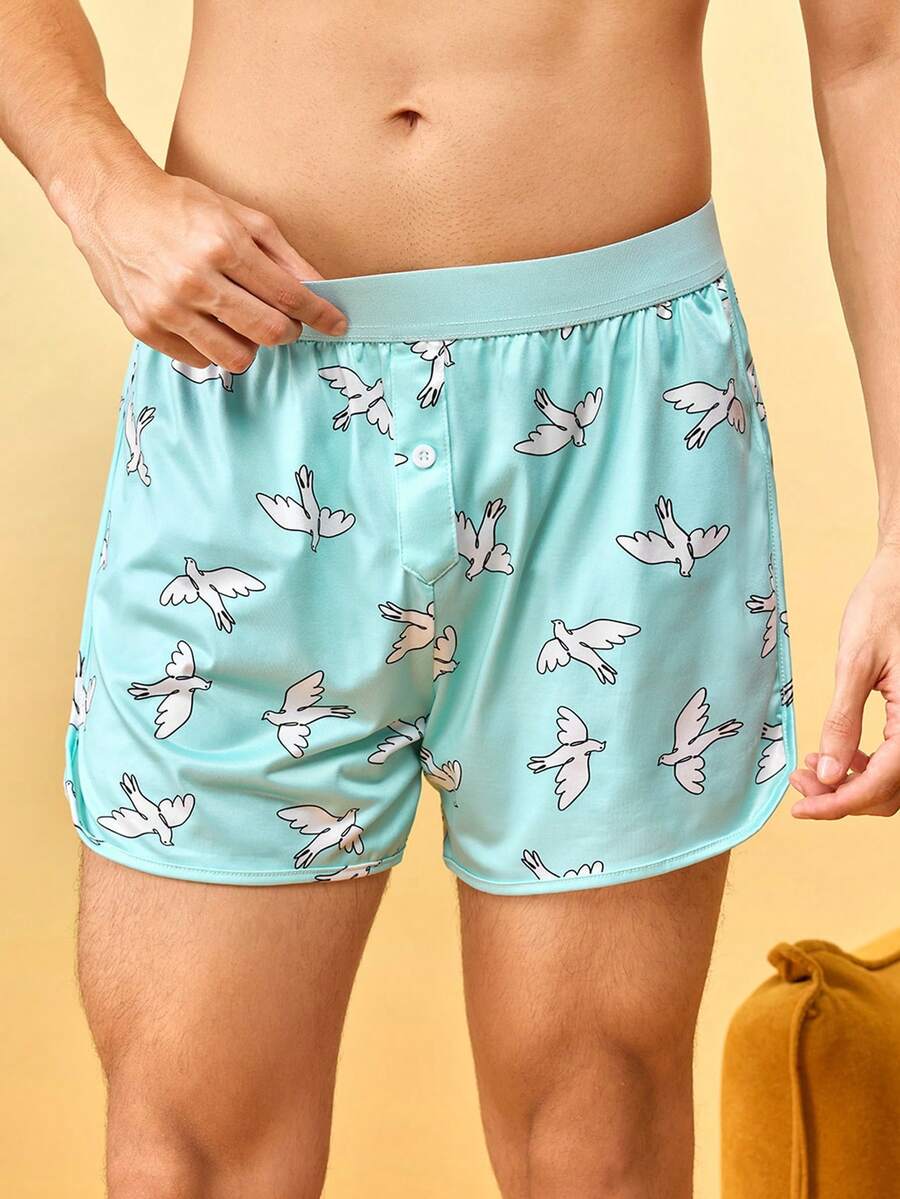 Notgurli Men's All-Over Print Wrinkled Casual Cute Everyday Boxer Briefs Baby Blue Summer Home & Living - Multicolor - View 1
