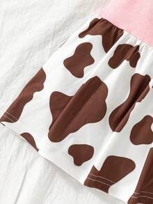 SHEIN Perso Play 女童西式牛仔風豹紋拼接色塊荷葉邊短袖洋裝 - 彩色 - 查看 8