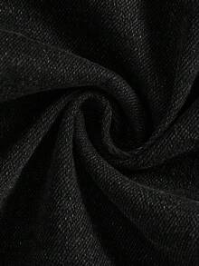 SHEIN 男童黑色丹寧彈性修身長袖夾克與破洞拼接長褲2件套 - 黑色 - 查看 5