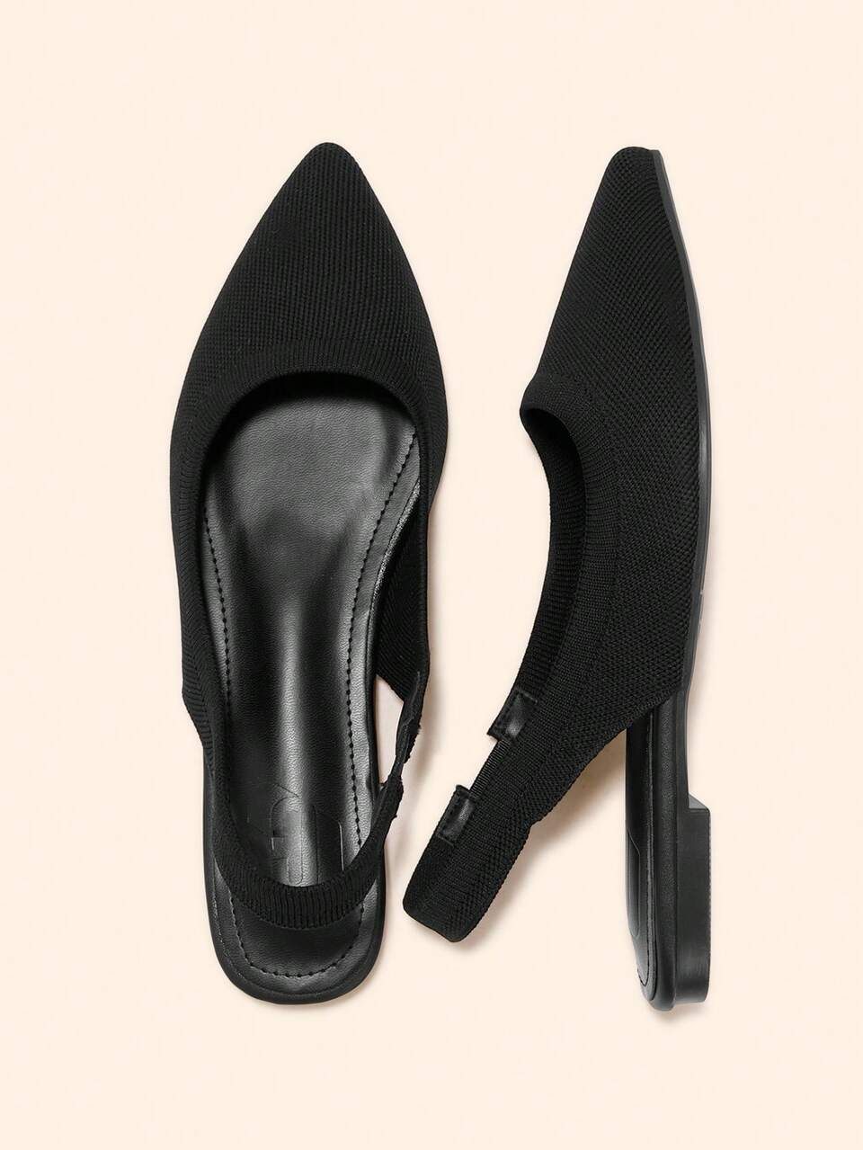 CUCCOO BASICS Women Shoes Pointed Flat Bottom Fashionable Black Knitted Material Comfortable Commuting Breathable Cool Women Flat Shoes Empty Shoes