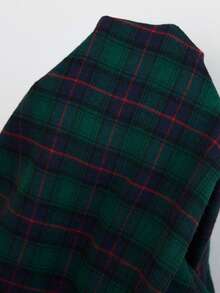 Doze Lane Setelan Piyama Celana Panjang Lengan Panjang dengan Kerah Terbuka Depan Motif Kotak-kotak Klasik untuk Wanita - Dark Green - View 7