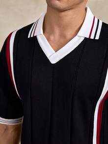 Courvante Golf Men's Minimalist Printed Short Sleeve Knit Top Fall - Multicolor - View 7