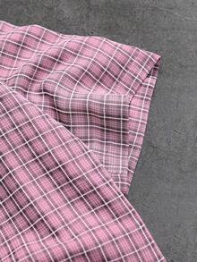 STYNVO 男士百搭刺繡口袋單排扣短袖襯衫 - 紫色 - 查看 5