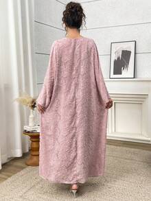 Yasmyna Women's Round Neck Ruffle Hem Casual Party Pink Arabian Dress - Pink - View 2