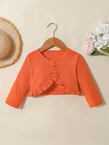 SHEIN Vintaside Kids 女嬰春夏紋理布料舒適百搭休閒夾克 - 橘色 - 查看 4