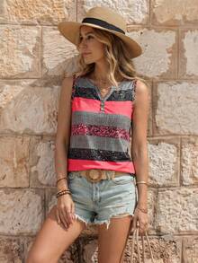 EMERY ROSE Women's Fashion Striped And Printed Sleeveless Tank Top In Random Print - Multicolor - View 3