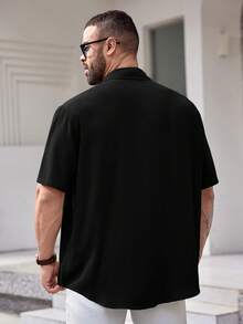 EASEVO Woven Casual Short Sleeve Shirt (Plus Size), Vacation, Father's Day Gifts - Black - View 4