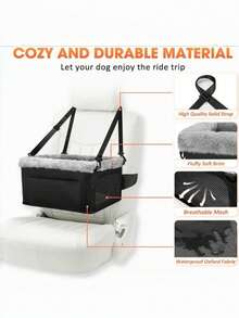 Portable Dog Car Seat Booster With Sturdy Metal Frame Safety Leash Thick Padding Storage Bag For Small Dogs Travel Car Accessory - Black - View 5