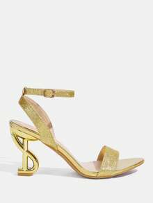 CUCCOO TILAWA Damen Schuhe klassisch einfach modisch Damen High Heel Sandalen mit dünnen Riemen und großen glänzenden Strass Steinen Heterosexuelle High Heel Sandalen für Dates, Nachmittagstee und Bankette - Glitzer Gold - Übersicht 3