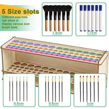 Wooden Paint Brush Holder, 67 Holes Artist Brush Storage Rack, Desktop Organizer Caddy For Paintbrushes, Pens, Pencils & Art Craft Supplies - one size fits all - View 7