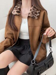 FRIFUL Women's Autumn/Winter Fashion Vintage Jacket - Khaki - View 3