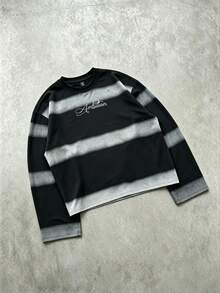 ROMWE MEN Essentials Men's Letter Print Casual Versatile Daily Long Sleeve T-Shirt - Black - View 3