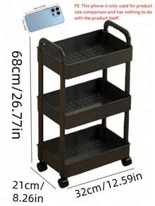 3/4/5-Tier Rolling Storage Cart With Wheels - Multi-Functional Organizer, Sturdy Plastic Construction, Easy To Assemble, Tool-Free, Space-Saving Storage Rack Suitable For Kitchens, Bathrooms, Offices, Bedrooms - Suitable For Home And Commercial Use - Car Storage Rack/Black - View 3
