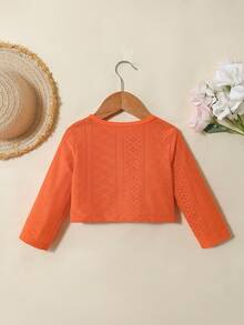SHEIN Vintaside Kids 女嬰春夏紋理布料舒適百搭休閒夾克 - 橘色 - 查看 2