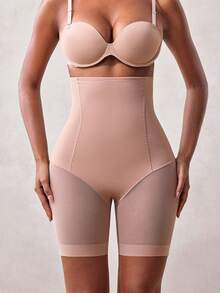 Veilyse 1pc Women's Shapewear Shorts, Abdominal Compression, Flat Belly, Cinched Waist, Butt Lift, Seamless Underwear - Apricot - View 3