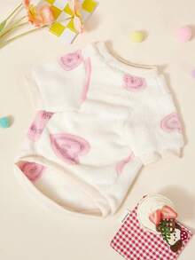 PETSIN 1pc Pink Heart Flannel Pet With Color Blocking, Anti Shedding, Gentle Thickening, And Warm Pet Clothing - Multicolor - View 9