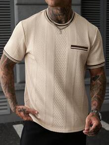 Manfinity Homme Men's Colorblock Casual Versatile Daily Wear Short Sleeve T-Shirt - Apricot - View 5