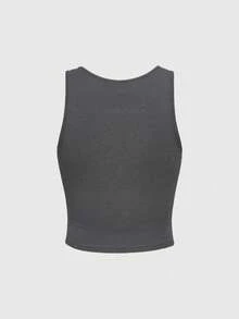 ROMWE Goth Women's Round Neck Tooth Print Casual Versatile Daily Wear Top - Dark Grey - View 2