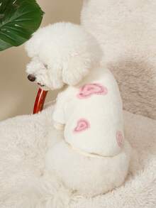 PETSIN 1pc Pink Heart Flannel Pet With Color Blocking, Anti Shedding, Gentle Thickening, And Warm Pet Clothing - Multicolor - View 10