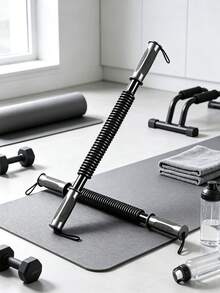 1PC 50kg Spring Arm Strength Training Bar Chest Muscle Builder Portable Home Gym Workout Equipment For Men Women Fitness Exercise Durable Resistance Tool - Black - View 4