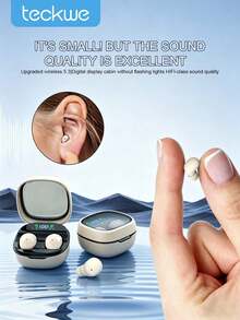 Teckwe Compact Touch Wireless Mini Bluetooth Earphones, Hi-Fi Stereo With Built-In Mic, LED Charging Case. Ideal For Sports, Work, Travel & Sleep. Earphone: 25mAh; Charging Case: 180mAh. Bluetooth Pairing Name: MINI - Multicolor - View 1