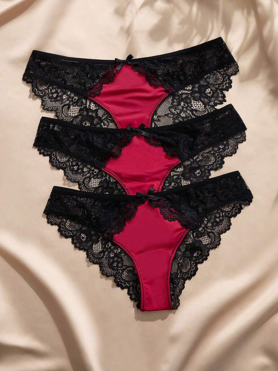 Charlaine Low Waist Lace Panties (3pcs) - Multicolor - View 1