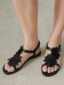 Styleloop Ladies, Willow Nails, Buckles, Flat Shoes. - Black - View 10