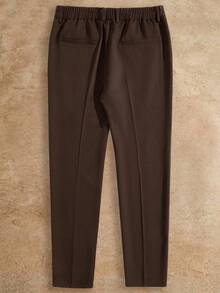 COMVAIL Plus Size Men's Solid Color Slant Pocket Seam Front Business Casual Pants, Vacation, Father's Day Gifts - Brown - View 4