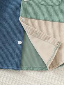SHEIN Kids Youngboy Minimalist Casual Classic Colorblock Corduroy Jacket Shirt - Multicolor - View 7
