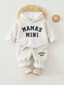 This 2 Pieces Baby Set Features A Cute Letter-Print Long-Sleeved Sweatshirt And Elastic-Waist Autumn Winter Pants, Suitable For Boys And Girls, And Is - Multicolor - View 5