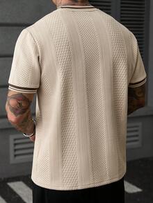 Manfinity Homme Men's Colorblock Casual Versatile Daily Wear Short Sleeve T-Shirt - Apricot - View 2