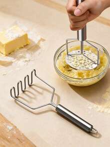 Haus Hana Stainless Steel Potato Masher Wavy Telescopic Potato Press Nylon Potato Press Potato Masher Potato Press - Multicolor - View 1
