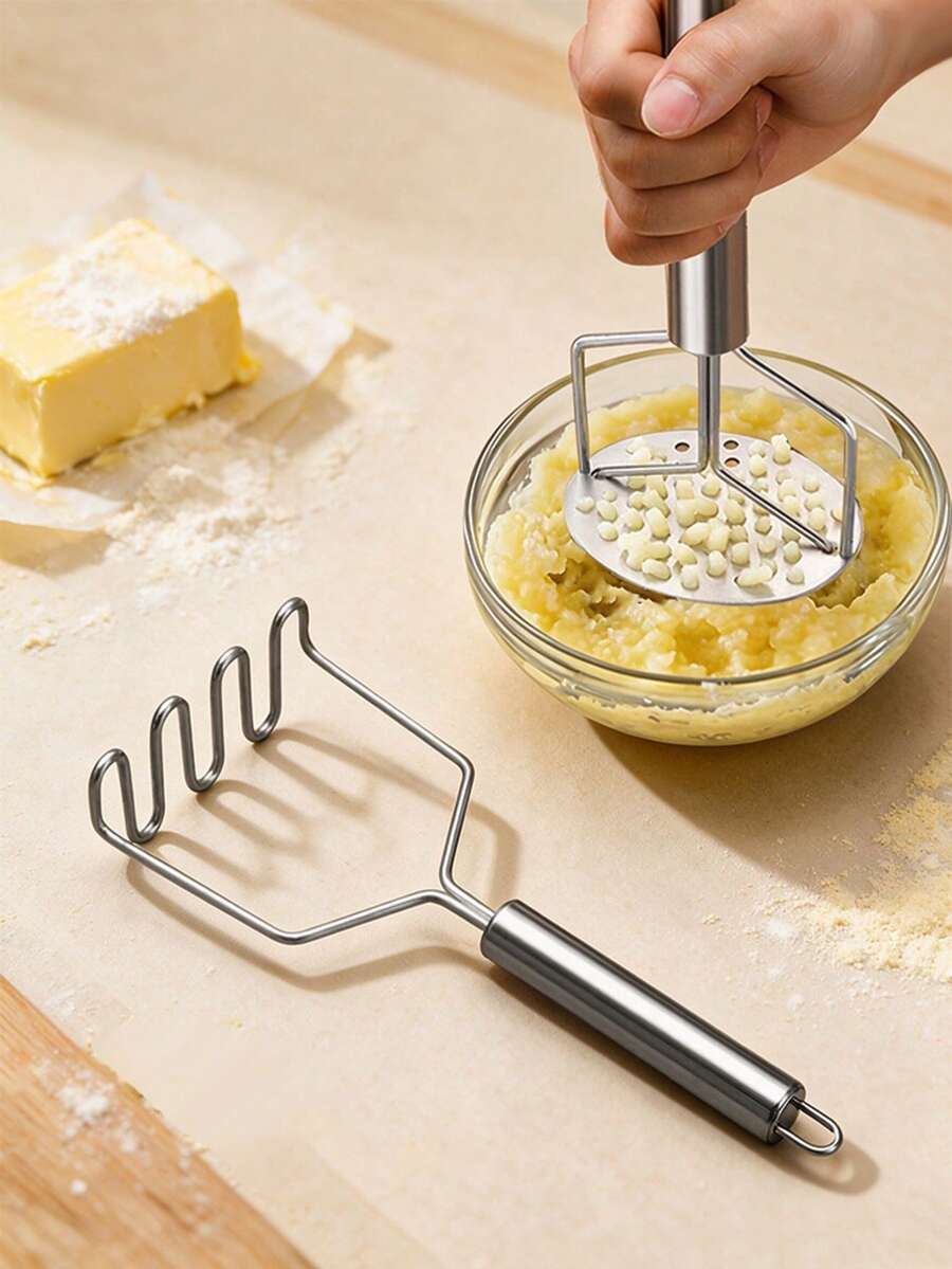 Haus Hana Stainless Steel Potato Masher Wavy Telescopic Potato Press Nylon Potato Press Potato Masher Potato Press - Multicolor - View 1