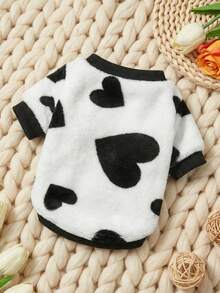 PETSIN 1 Pc Pet Cat/Dog White Flannel Love Print Warm Crew Neck Sweatshirt - Multicolor - View 6