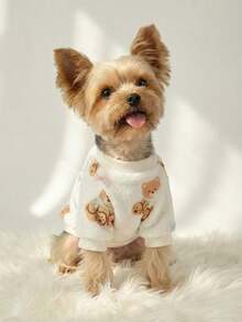 PETSIN 1 Pc Cute Scarf Bear Bow Printed Pet Autumn/Winter Thick Flannel Pet Warm Clothes - Multicolor - View 8