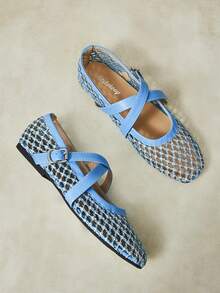 Styleloop Ladies, Willow Nails, Buckles, Flat Shoes. - Light blue - View 6