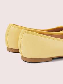 CUCCOO DOLLMOD Women's Yellow PU Ballet Flats With Bowknot Lace-Up Design, Suitable For Casual Daily Wear Fall Shoes - Yellow PU - View 6