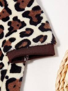 PETSIN 1pc Pet Coffee Color Leopard Plush Warm Hoodie Sweatshirt For Cats And Dogs In Autumn/Winter - Multicolor - View 7