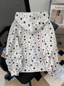 SHEIN 青少年女孩休閒百搭正裝版型寬鬆韓風開襟運動衫外套返校季 - 灰色 - 查看 9