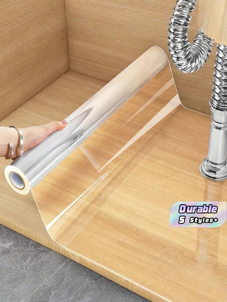 1 Roll Transparent Wall Protective Film, Oil And Stain Resistant, Plastic Kitchen Backsplash Wallpaper, Static Cling Wall Protector, Home Decor - Clear - View 1