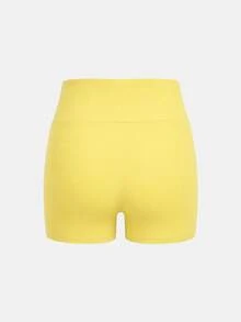SHEIN Girlism Bộ 4 quần short yoga cạp cao len dệt màu trơn phong cách thường ngày cho bé gái tuổi teen, mùa xuân/hè - Nhiều màu - Xem 9