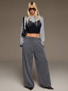 BAD SUNDAY Women's All-Season Lace Camisole Patchwork Long Sleeve T-Shirt, 2 In 1 Y2K Millennium Hot Girl Cool Innerwear - Grey - View 3