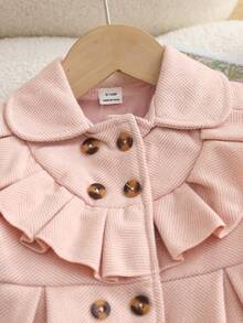 Souflis Souflis Baby Girl Solid Color Pleated Casual Versatile Daily Wear Long Sleeve Jacket Autumn Fall - Pink - View 4