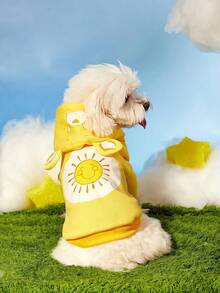 Care Bears X PETSIN 1件 Funshine Bear 印花黃色可愛立體耳連帽衛衣，適用於貓狗，毛絨保暖舒適，適合室內溫馨依偎或涼爽戶外晚間散步 - 黃色 - 查看 10