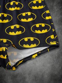 BATMAN X SHEIN 女士卡通印花吊带背心和内裤套装 - 黑色 - 查看 6