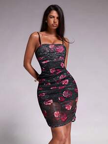 Nuvra Women's 2-In-1 Sleeveless Mesh Floral Fitted Butt-Lifting Sexy Long Dress - Multicolor - View 6