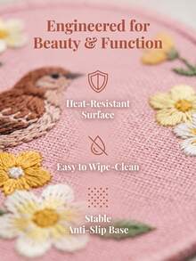Haus Hana 4PCS/8PCS Anti-Scald Round Dining Pad, Wear-Resistant Imitation Woven Printed Fabric, Vintage Floral Bird Pattern Anti-Slip Isolation Coaster For Indoor Tea Table Kitchen Layout, Gift For Home Aesthetic Arrangement Enthusiasts Festival Gift - Multicolor - View 15